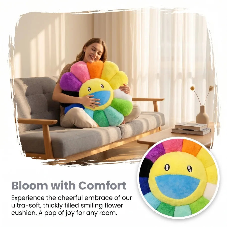 Rainbow Sunflower Plush Cushion Pillow For Home Decor