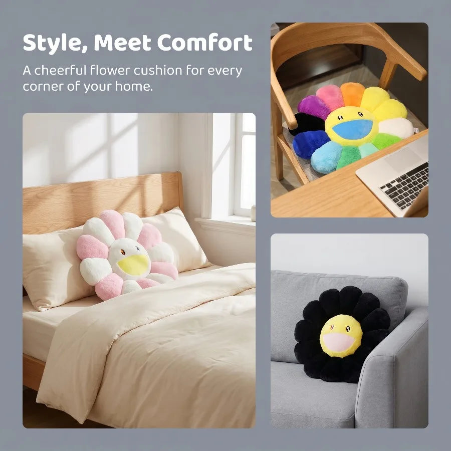 Rainbow Sunflower Plush Cushion Pillow For Home Decor