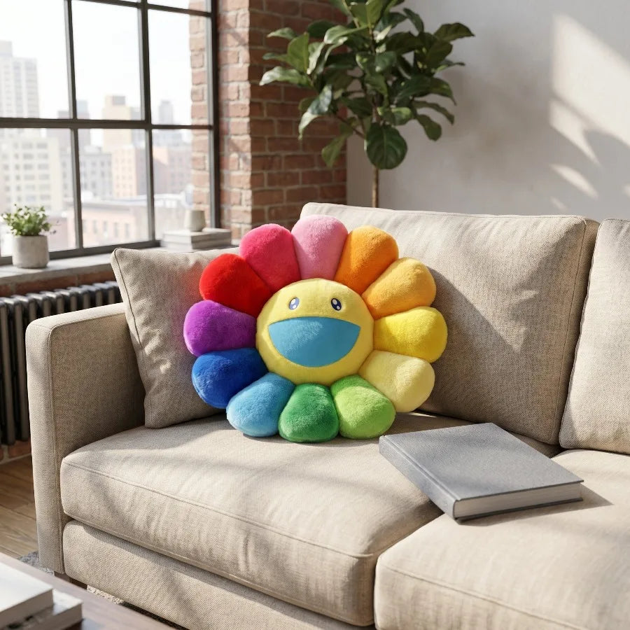 Rainbow Sunflower Plush Cushion Pillow For Home Decor